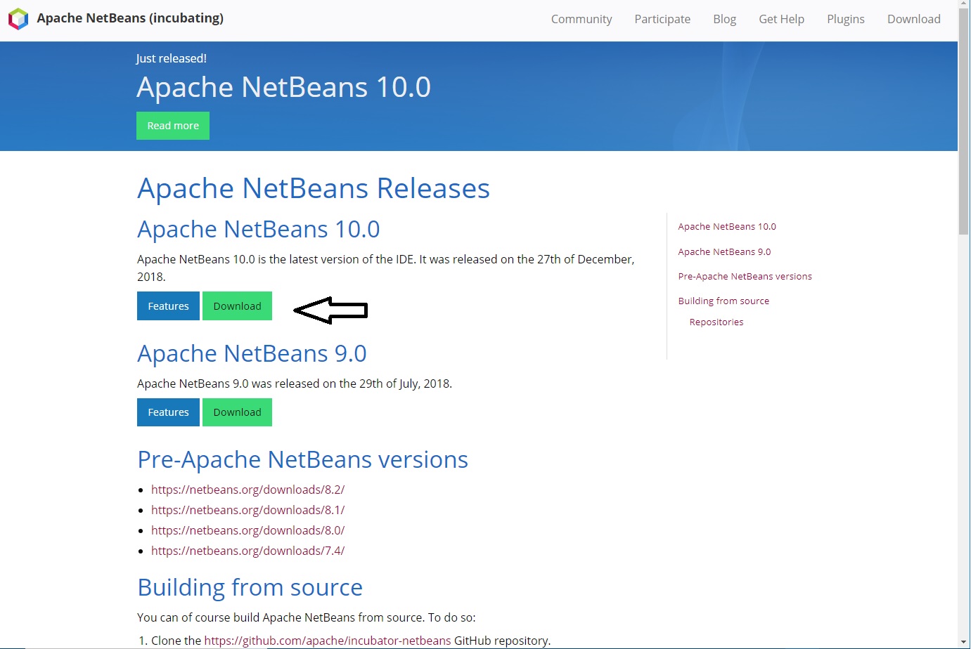 Netbeans download page